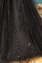 Black Sweetheart Detached Puff Sleeve Floral Embroidery