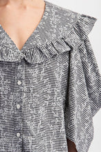 Black Floral And Ginham Print Button Down Top