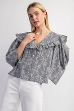 Black Floral And Ginham Print Button Down Top