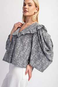 Black Floral And Ginham Print Button Down Top