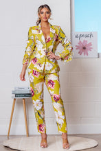 Mustard Multi Floral Print Blazer Jacket and Pants Set