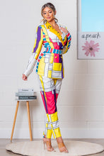 Fuchsia Multi Mosaic Print Blazer Jacket and Pants Set