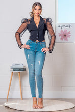 Black Mesh Long Sleeve Top