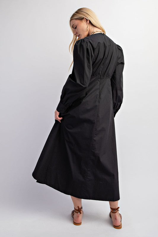 Black Empire Waist A-Line Midi Dress Aquarius Brand Black Empire Waist A-Line Midi Dress Aquarius Brand