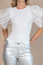 Off White Solid Rip Organza Ruffled Butterfly Top