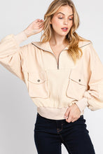 Beige Mineral Wash Zip Up Sweatshirt