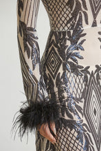 Black Baroque Sequin Mesh Maxi Dress