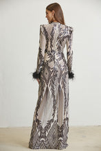 Black Baroque Sequin Mesh Maxi Dress