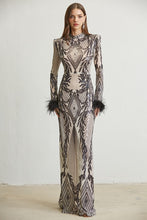 Black Baroque Sequin Mesh Maxi Dress