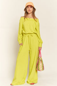 Lime One Shoulder Terry Jumpsuit