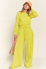 Lime One Shoulder Terry Jumpsuit
