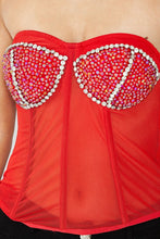 Red Rainbow Pearl Mesh Corset
