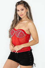 Red Rainbow Pearl Mesh Corset