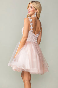 Blush Sweetheart Butterfly Applique Horsehair Short Dress