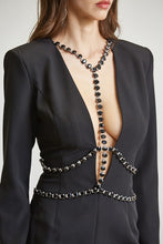 Black Jeweled Deep V Dress