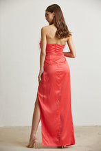 Red Feather Trim Corset Satin Dress