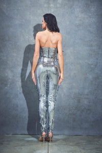Silver Sequin Corset and Legging Set