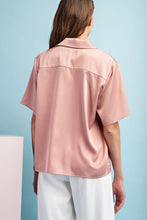 Antique Rose Satin Button Down Top