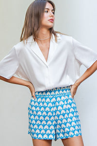 Off White Satin Button Down Top