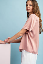 Antique Rose Satin Button Down Top
