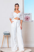 White Elbow Sleeve Top and Pants Set
