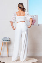 White Elbow Sleeve Top and Pants Set