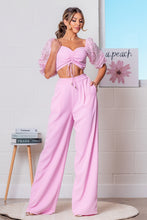 Pink Elbow Sleeve Top and Pants Set
