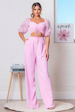 Pink Elbow Sleeve Top and Pants Set