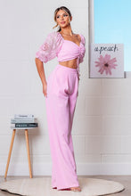 Pink Elbow Sleeve Top and Pants Set