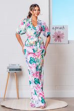 Pink Multi Tropical Tie Front Wrap Top with Pants Set