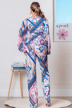 Royal Multi Printed Blouse and Straight Leg Pants Set