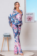 Royal Multi Printed Blouse and Straight Leg Pants Set