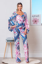 Royal Multi Printed Blouse and Straight Leg Pants Set