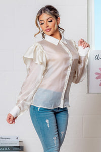 Pearled Solid Long Sleeve Blouse