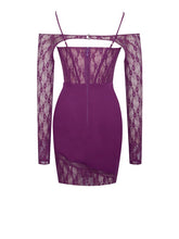 Elsie Purple Lace Long Sleeve Mini Dress