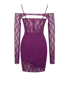 Elsie Purple Lace Long Sleeve Mini Dress