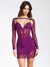 Elsie Purple Lace Long Sleeve Mini Dress