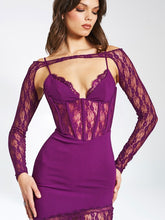 Elsie Purple Lace Long Sleeve Mini Dress
