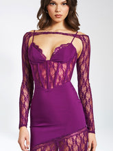 Elsie Purple Lace Long Sleeve Mini Dress