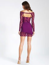 Elsie Purple Lace Long Sleeve Mini Dress