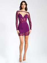 Elsie Purple Lace Long Sleeve Mini Dress