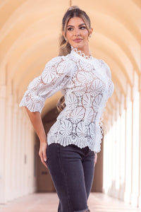 Off White Eyelet Solid Blouse