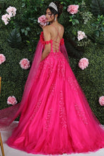 Fuchsia Botanic Lace 3D Floral Applique Cape Sleeve Quince