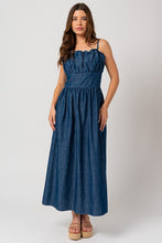 Denim Sleeveless Ruffle Denim Maxi Dress