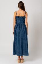 Denim Sleeveless Ruffle Denim Maxi Dress