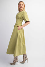 Grass Pintuck Waist Midi Dress