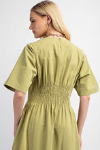 Grass Pintuck Waist Midi Dress