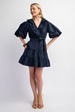 Navy Tiered Wrap Mini Dress