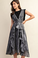 Grey Washed Tie-Dye Ruffled Midi Dress