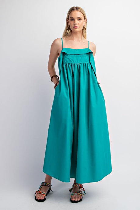 Aqua Open Back Midi Dress